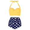 Dotted Ruched Halter Bikini Set