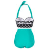 Dotted Ruched Halter Bikini Set
