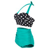 Dotted Ruched Halter Bikini Set
