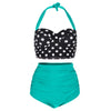 Dotted Ruched Halter Bikini Set