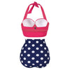 Dotted Ruched Halter Bikini Set