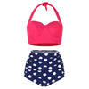 Dotted Ruched Halter Bikini Set