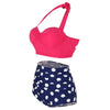 Dotted Ruched Halter Bikini Set