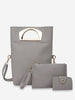 3Pcs Simple Style Solid Leather Handbag Set