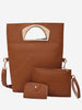 3Pcs Simple Style Solid Leather Handbag Set