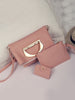 3Pcs Simple Style Solid Leather Handbag Set