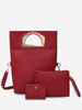 3Pcs Simple Style Solid Leather Handbag Set