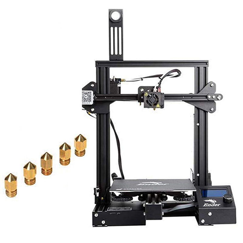 Creality 3D Ender - 3X ( Ender - 3 Upgraded Version ) 3D Printer with Tempered Glass Bed + 5pcs 0.4mm Nozzle