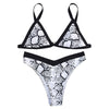Spaghetti Strap Snake Print Padded Mid Waist Women Bikini Set