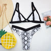 Spaghetti Strap Snake Print Padded Mid Waist Women Bikini Set