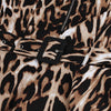 Round Collar 3/4 Sleeve Leopard Print Zipper Belted A-line Women Vintage Dress
