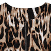 Round Collar 3/4 Sleeve Leopard Print Zipper Belted A-line Women Vintage Dress
