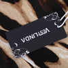 Round Collar 3/4 Sleeve Leopard Print Zipper Belted A-line Women Vintage Dress