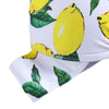 Halter Neck Lemon Print Backless Knotted Underwired Padded Women Bikini Set