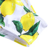 Halter Neck Lemon Print Backless Knotted Underwired Padded Women Bikini Set