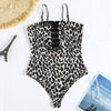 Sexy Leopard Sling Openwork Tied Jumpsuit