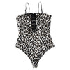 Sexy Leopard Sling Openwork Tied Jumpsuit