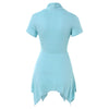 Plunging Neck Asymmetrical Hem Women T Shirt
