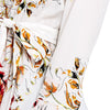 Plunge Neck Bell Sleeve Floral Print Belted Asymmetric High-low Women Long Shirt