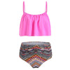 Ruffled Tribal Print Women Tankini Set