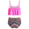 Ruffled Tribal Print Women Tankini Set