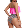 Ruffled Tribal Print Women Tankini Set