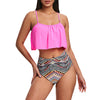 Ruffled Tribal Print Women Tankini Set