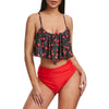 Cherry Print Cold Shoulder Women Bikini Set