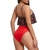 Cherry Print Cold Shoulder Women Bikini Set