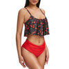 Cherry Print Cold Shoulder Women Bikini Set