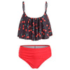 Cherry Print Cold Shoulder Women Bikini Set