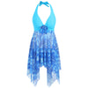 Printed Asymmetric Halter Tankini Set