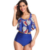 U Neck Floral Print Ruched Bikini Set