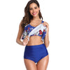 U Neck Floral Print Ruched Bikini Set