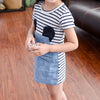 Girl's Embroidered Striped One-piece Dress