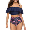 Flamingo Print Flounce Padded Women Bikini