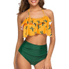 Cactus Print Halter Flounce Bikini Set