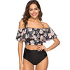 Flower Print Flounce Padded Bikini Set