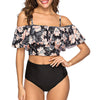 Flower Print Flounce Padded Bikini Set