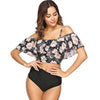 Flower Print Flounce Padded Bikini Set