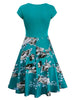 V Neck Floral Print Vintage Surplice Dress