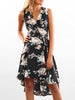 Wrap Floral Print High Low Hem Dress