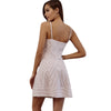 Spaghetti Strap Women Dress Slim Fit  V Neck Striped Skirt