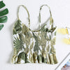 Sling Top Sexy Open Back Plant Print V Neck
