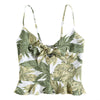 Sling Top Sexy Open Back Plant Print V Neck