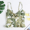 Sling Top Sexy Open Back Plant Print V Neck