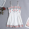 Sexy Spaghetti Strap Women Rompers Side Pocket Embroidered Jumpsuit