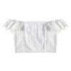 Off Shoulder Crop Top Strapless Flower Hollow Out Solid Color