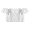 Off Shoulder Crop Top Strapless Flower Hollow Out Solid Color
