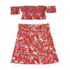 Two Piece Swimsuit Sexy Lovely Off the Shoulder Floral Print Shirring Swimwear